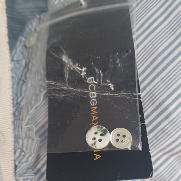 NWT BCBGMaxAzria Blue & White Striped Ruffled Long Sleeve Blouse-Women's Sz Med - Picture 9 of 11